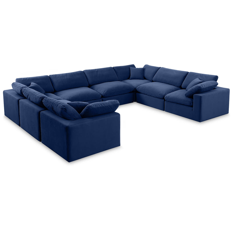 Meridian Comfy Navy Velvet Modular Sectional IMAGE 1