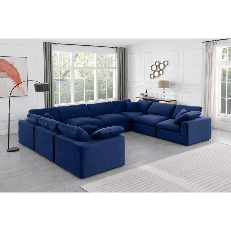 Meridian Comfy Navy Velvet Modular Sectional IMAGE 2