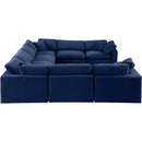 Meridian Comfy Navy Velvet Modular Sectional IMAGE 4