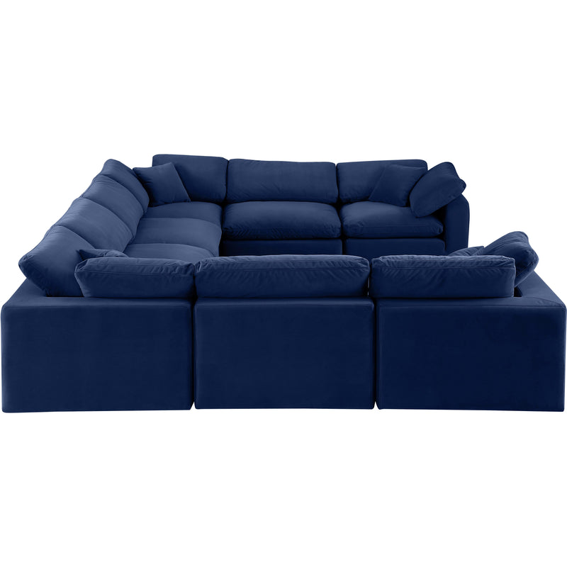 Meridian Comfy Navy Velvet Modular Sectional IMAGE 4