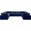 Meridian Comfy Navy Velvet Modular Sectional IMAGE 5