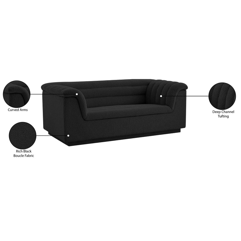 Meridian Cascade Black Boucle Fabric Loveseat IMAGE 19