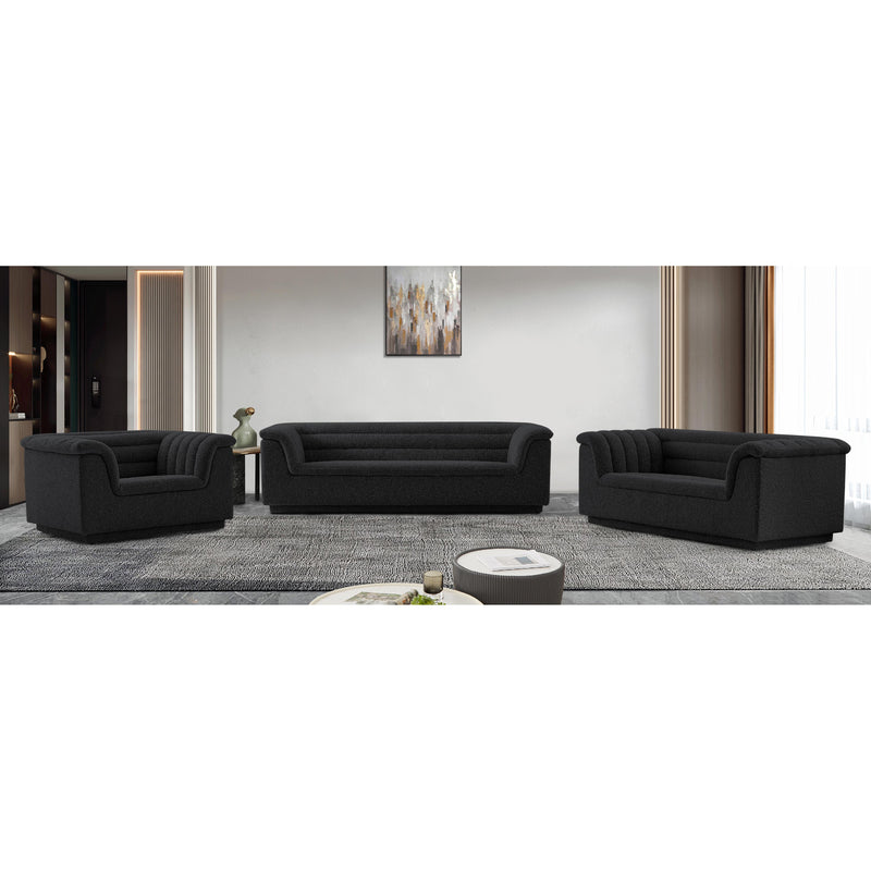 Meridian Cascade Black Boucle Fabric Sofa IMAGE 17