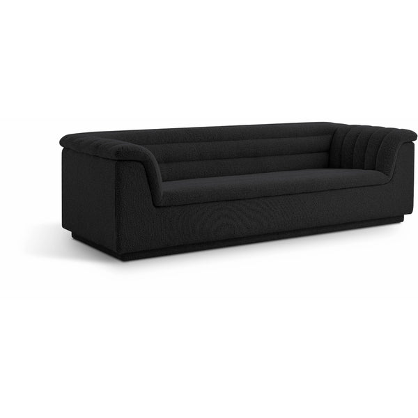 Meridian Cascade Black Boucle Fabric Sofa IMAGE 1