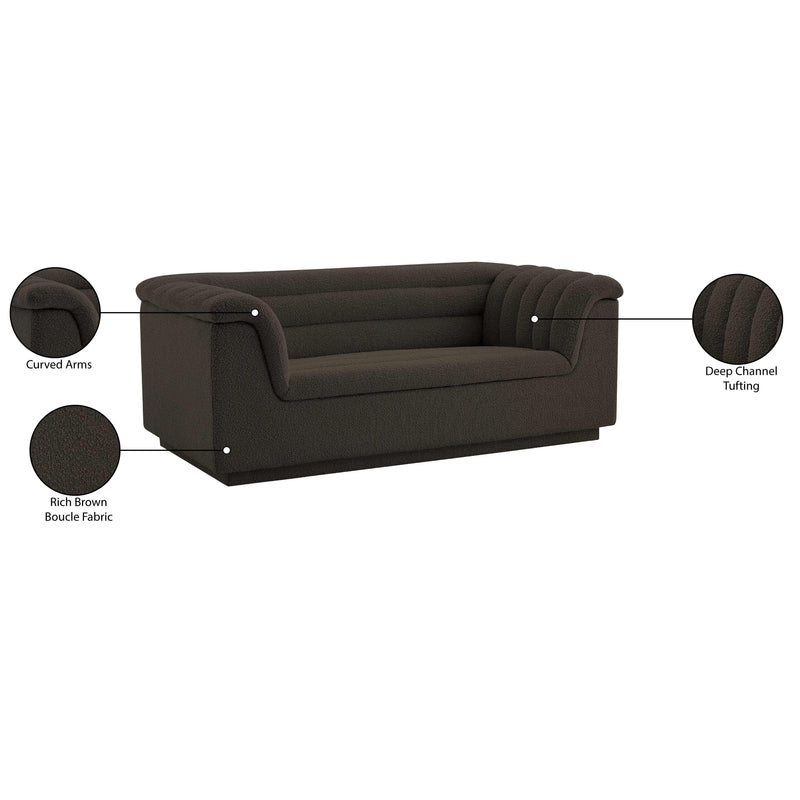 Meridian Cascade Brown Boucle Fabric Loveseat IMAGE 19