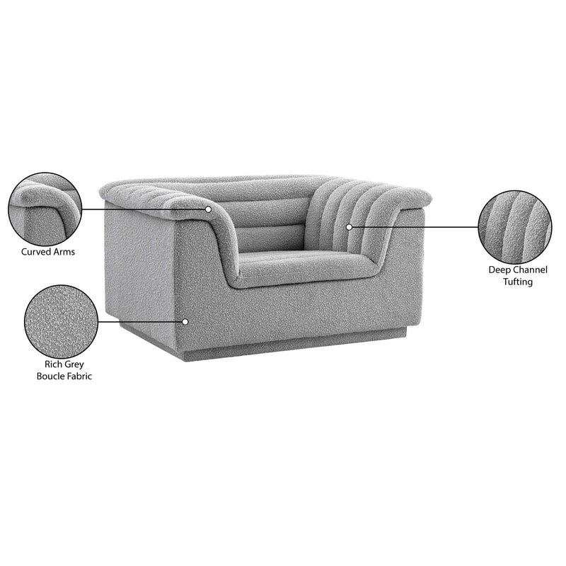Meridian Cascade Grey Boucle Fabric Chair IMAGE 19