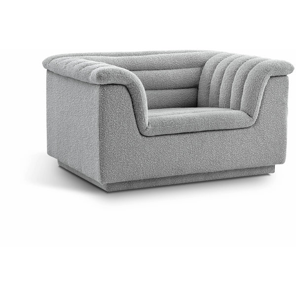 Meridian Cascade Grey Boucle Fabric Chair IMAGE 1