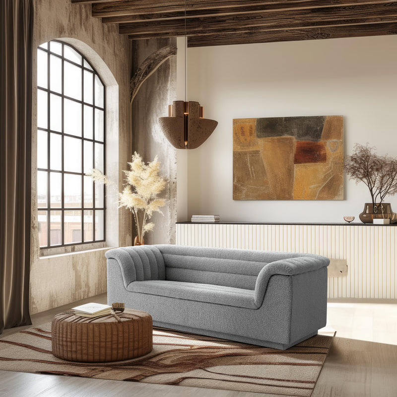Meridian Cascade Grey Boucle Fabric Loveseat IMAGE 2