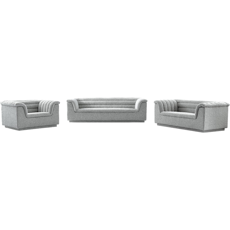 Meridian Cascade Grey Boucle Fabric Sofa IMAGE 15