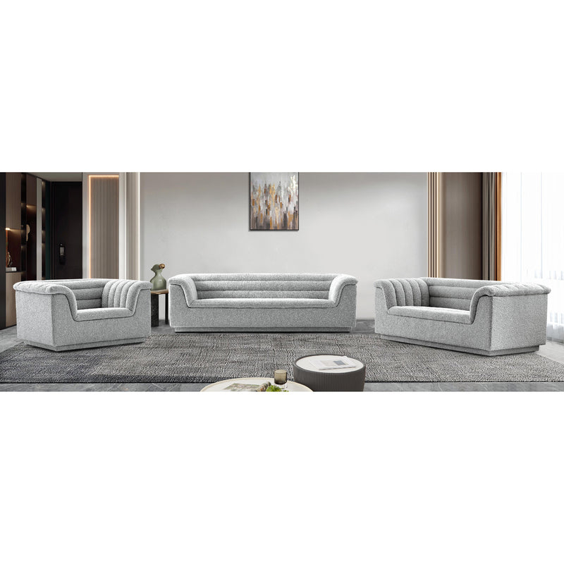Meridian Cascade Grey Boucle Fabric Sofa IMAGE 17