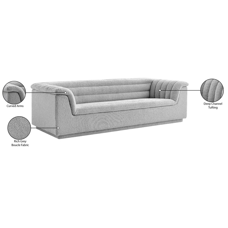 Meridian Cascade Grey Boucle Fabric Sofa IMAGE 19