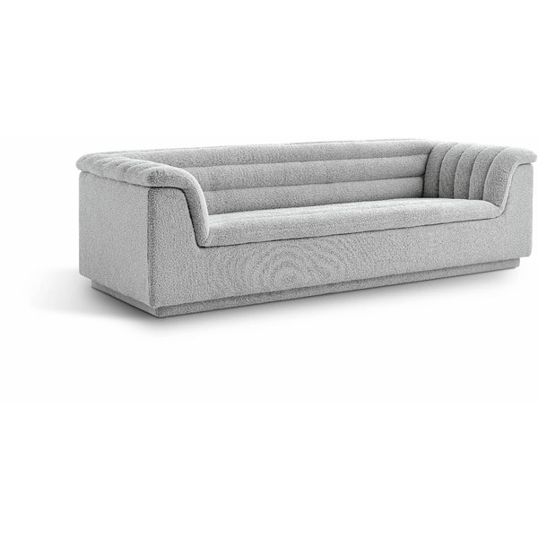 Meridian Cascade Grey Boucle Fabric Sofa IMAGE 1