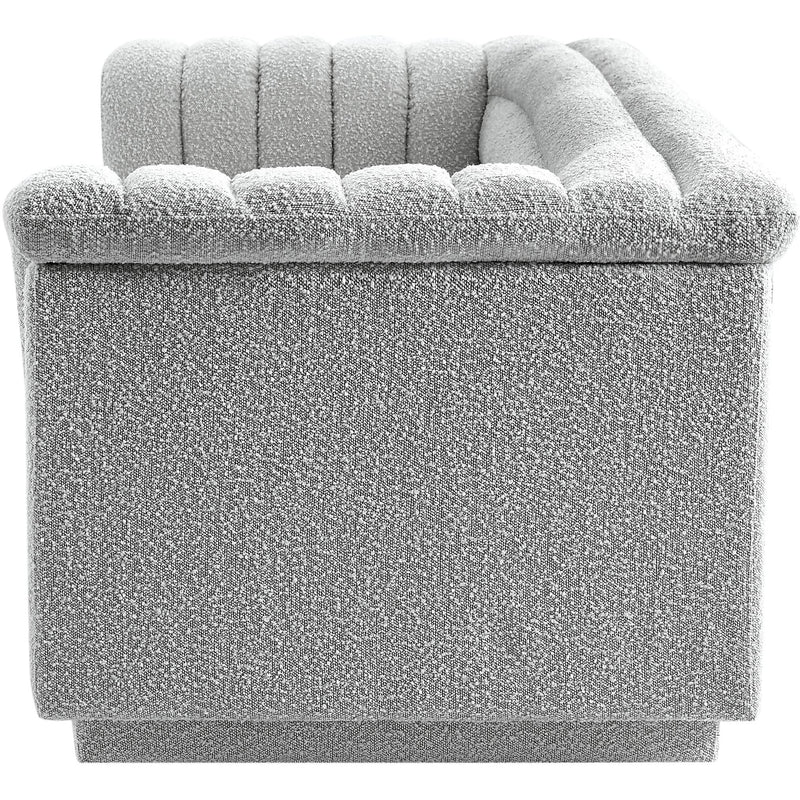 Meridian Cascade Grey Boucle Fabric Sofa IMAGE 6