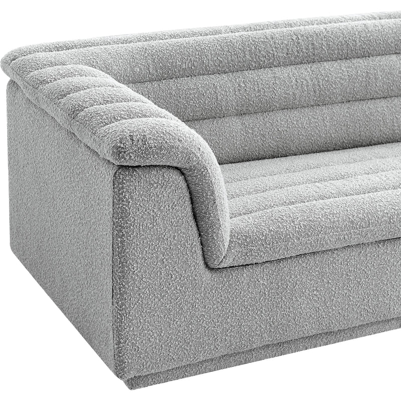 Meridian Cascade Grey Boucle Fabric Sofa IMAGE 8