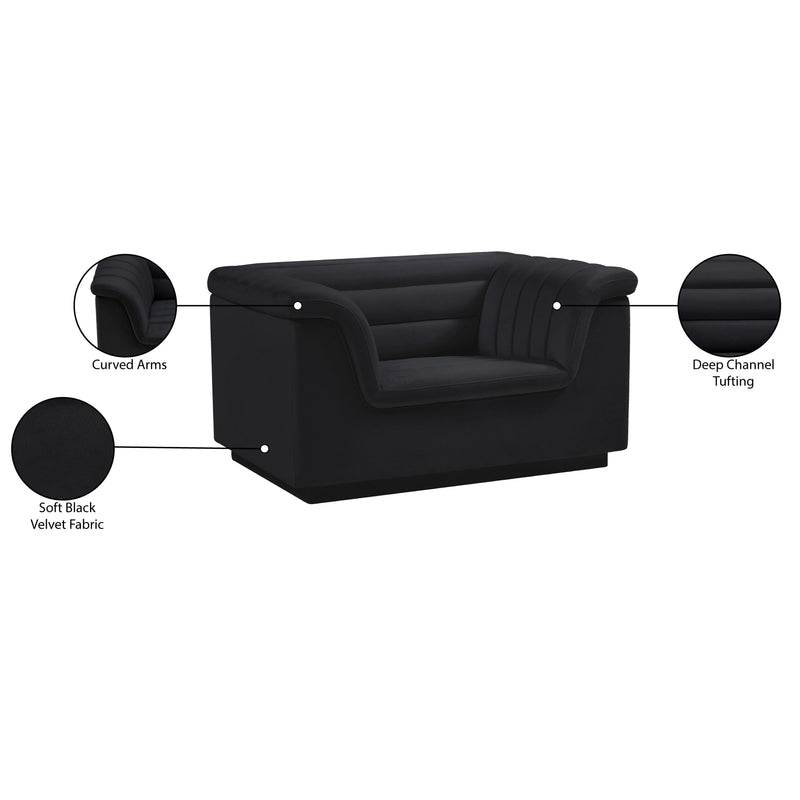 Meridian Cascade Black Velvet Fabric Chair IMAGE 18