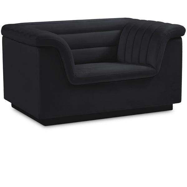 Meridian Cascade Black Velvet Fabric Chair IMAGE 1