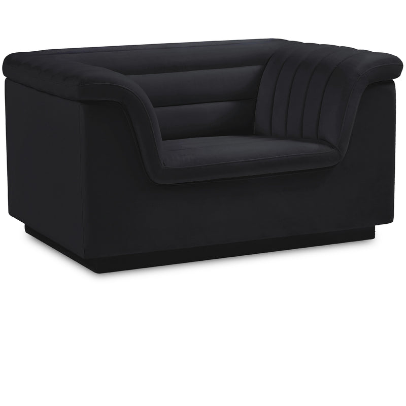 Meridian Cascade Black Velvet Fabric Chair IMAGE 1