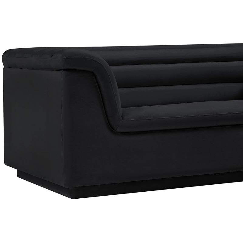 Meridian Cascade Black Velvet Fabric Sofa IMAGE 10