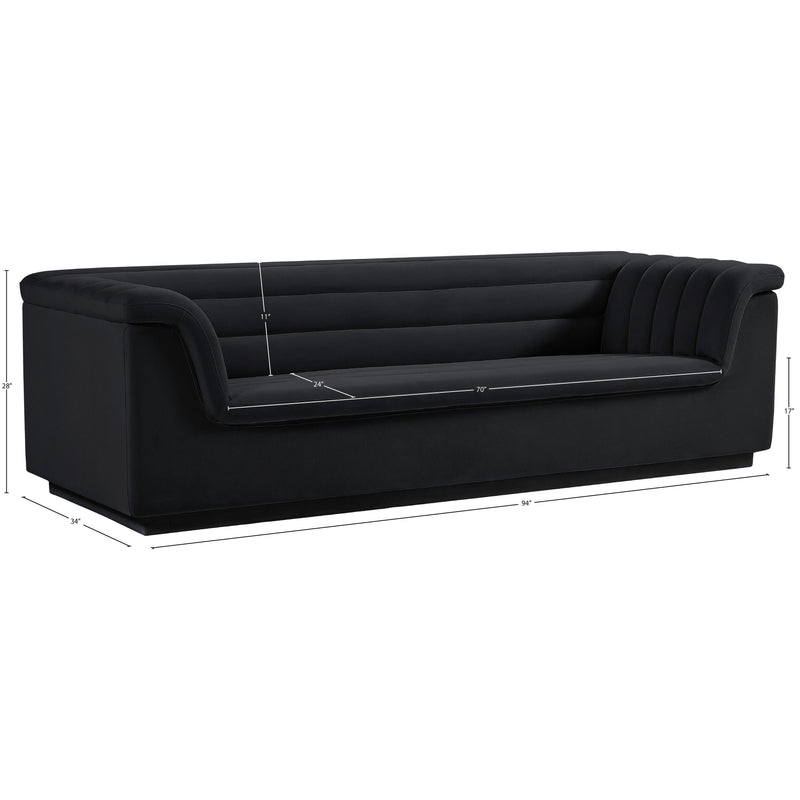Meridian Cascade Black Velvet Fabric Sofa IMAGE 17