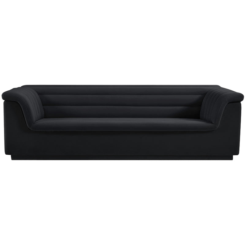 Meridian Cascade Black Velvet Fabric Sofa IMAGE 5