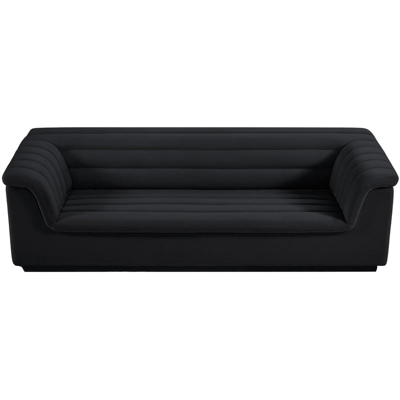 Meridian Cascade Black Velvet Fabric Sofa IMAGE 6