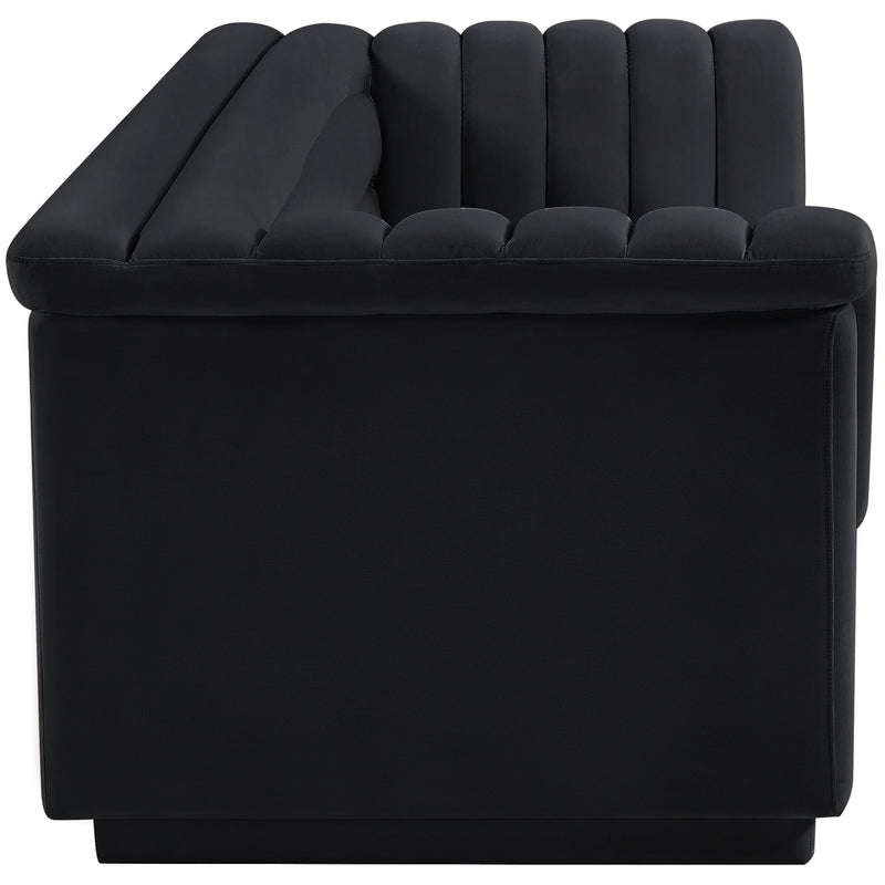 Meridian Cascade Black Velvet Fabric Sofa IMAGE 7