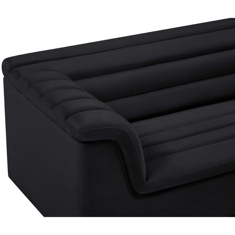 Meridian Cascade Black Velvet Fabric Sofa IMAGE 9