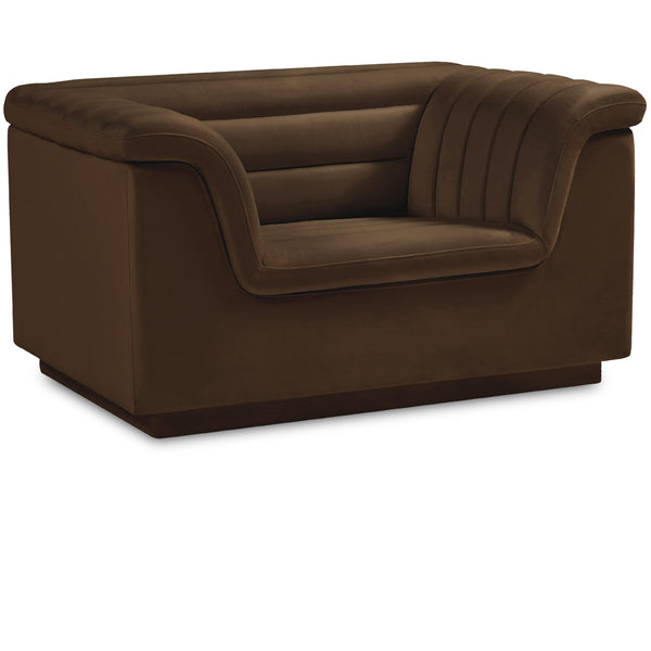 Meridian Cascade Brown Velvet Fabric Chair IMAGE 1