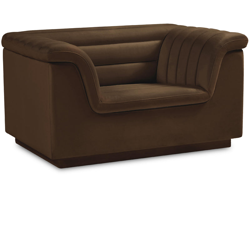 Meridian Cascade Brown Velvet Fabric Chair IMAGE 1