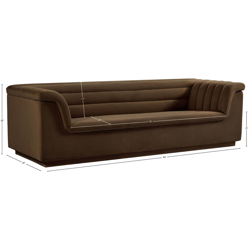 Meridian Cascade Brown Velvet Fabric Sofa IMAGE 17