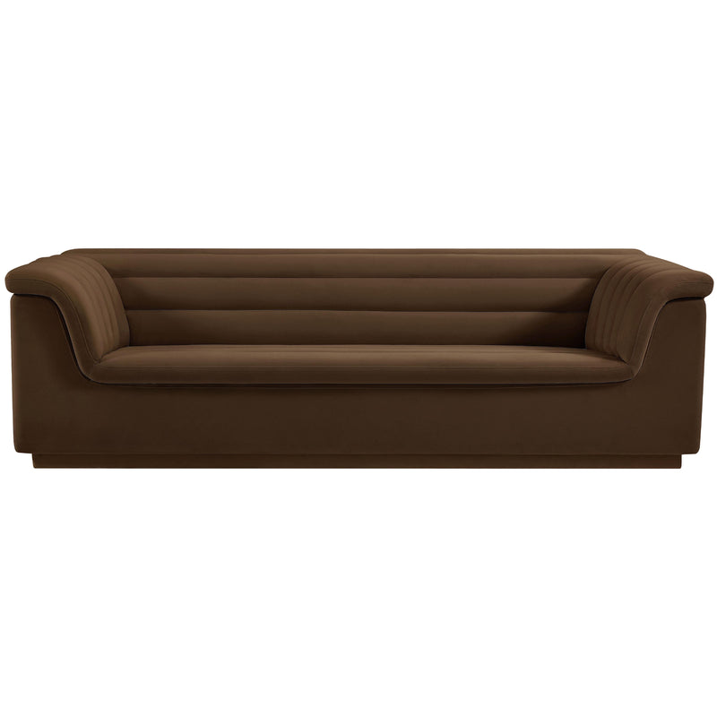 Meridian Cascade Brown Velvet Fabric Sofa IMAGE 5