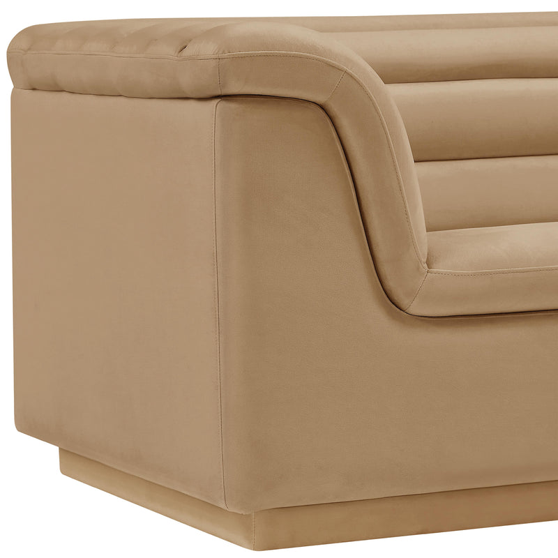 Meridian Cascade Camel Velvet Fabric Chair IMAGE 10