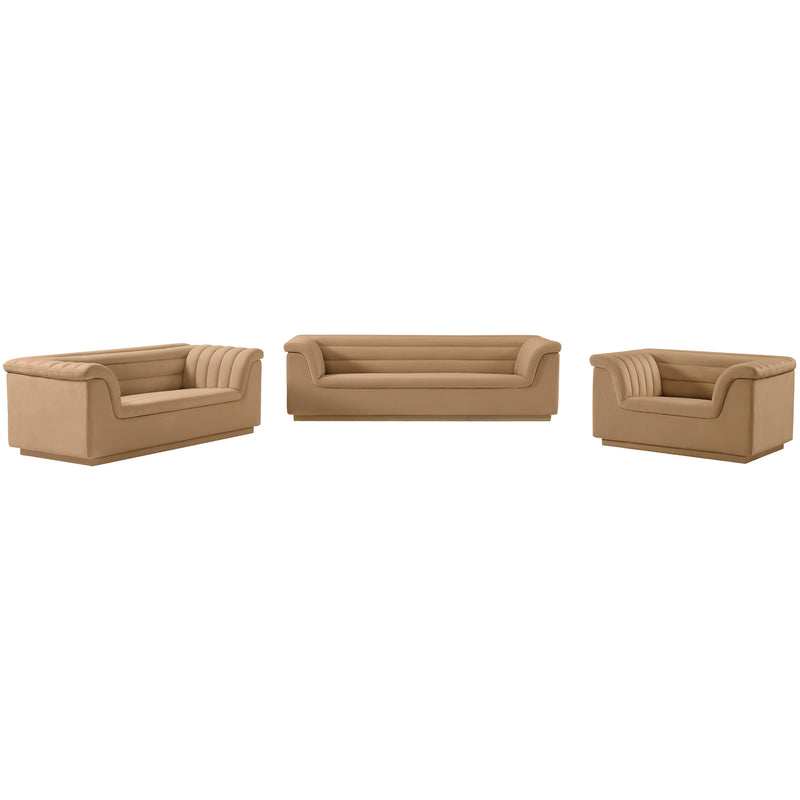 Meridian Cascade Camel Velvet Fabric Chair IMAGE 15
