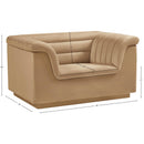 Meridian Cascade Camel Velvet Fabric Chair IMAGE 17