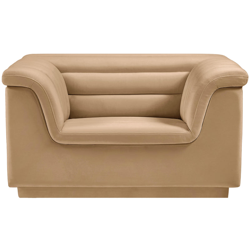 Meridian Cascade Camel Velvet Fabric Chair IMAGE 5