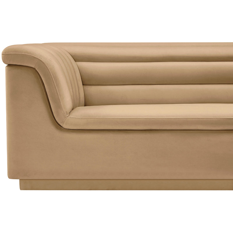 Meridian Cascade Camel Velvet Fabric Loveseat IMAGE 11