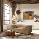 Meridian Cascade Camel Velvet Fabric Loveseat IMAGE 2