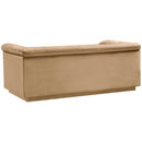 Meridian Cascade Camel Velvet Fabric Loveseat IMAGE 4