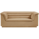 Meridian Cascade Camel Velvet Fabric Loveseat IMAGE 5