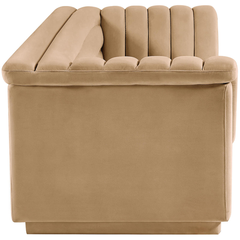 Meridian Cascade Camel Velvet Fabric Sofa IMAGE 7