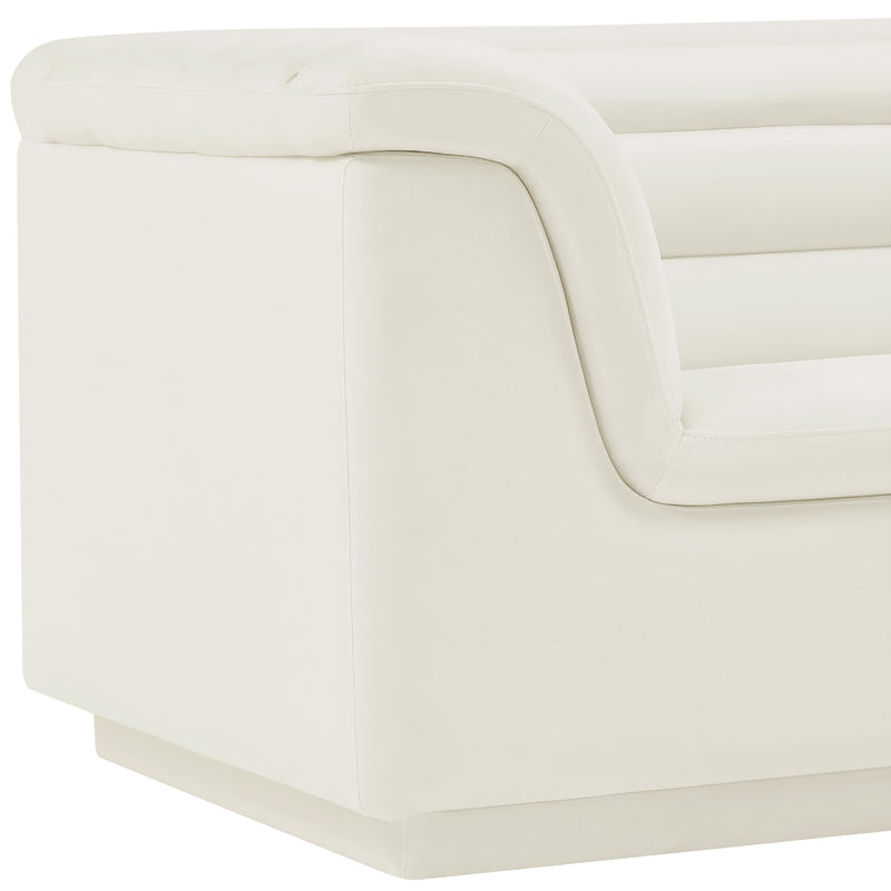 Meridian Cascade Cream Velvet Fabric Chair IMAGE 10