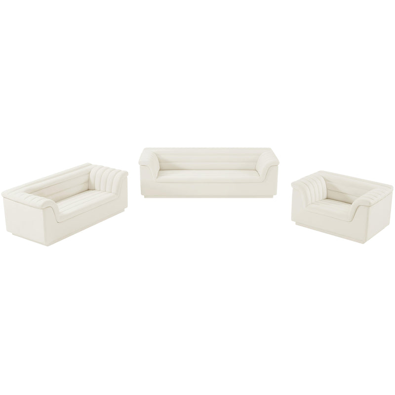 Meridian Cascade Cream Velvet Fabric Chair IMAGE 14