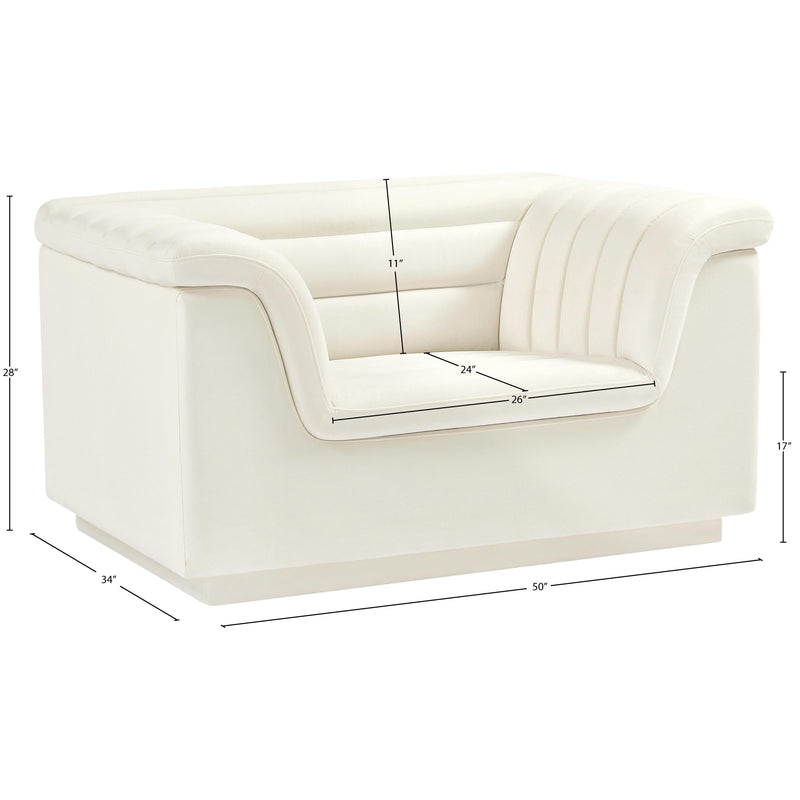 Meridian Cascade Cream Velvet Fabric Chair IMAGE 17