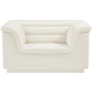 Meridian Cascade Cream Velvet Fabric Chair IMAGE 5