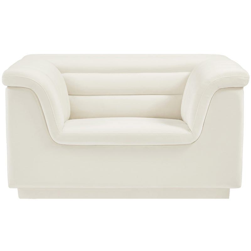 Meridian Cascade Cream Velvet Fabric Chair IMAGE 5