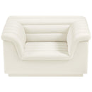 Meridian Cascade Cream Velvet Fabric Chair IMAGE 6