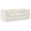 Meridian Cascade Cream Velvet Fabric Loveseat IMAGE 17