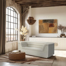 Meridian Cascade Cream Velvet Fabric Loveseat IMAGE 2