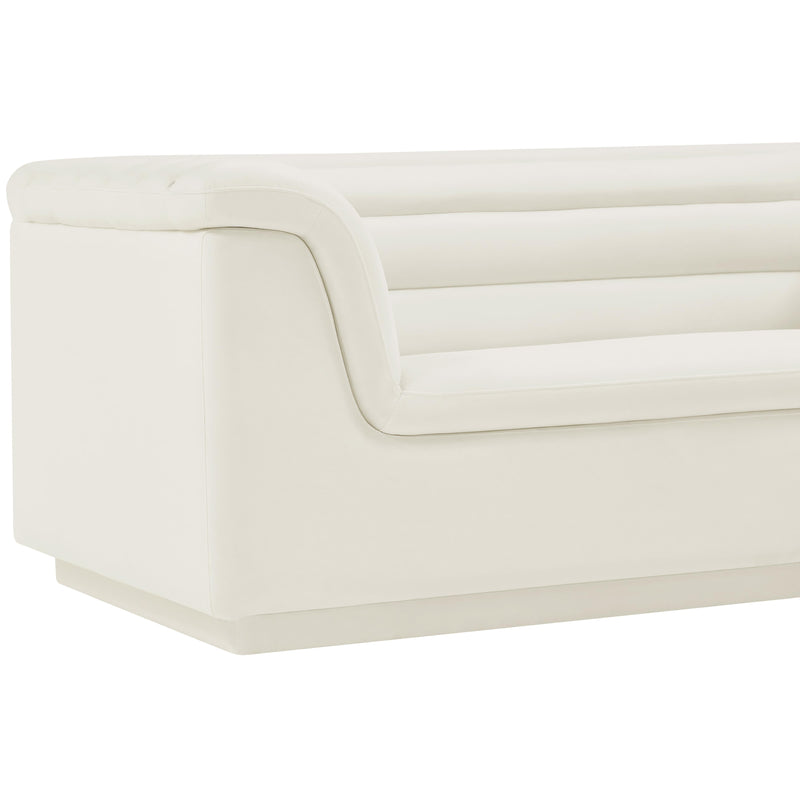 Meridian Cascade Cream Velvet Fabric Sofa IMAGE 10