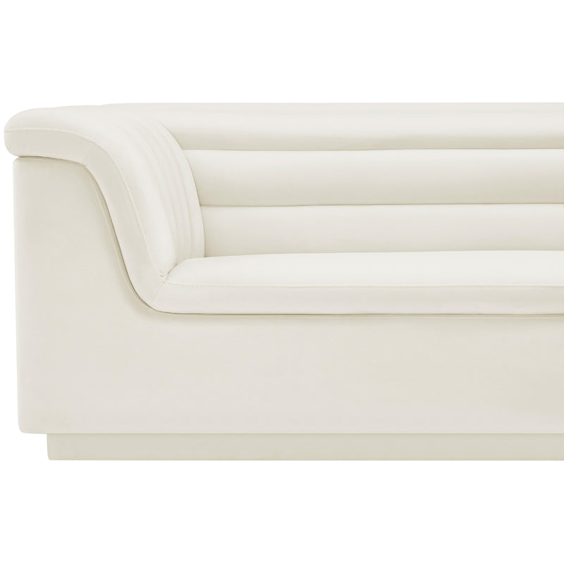 Meridian Cascade Cream Velvet Fabric Sofa IMAGE 11
